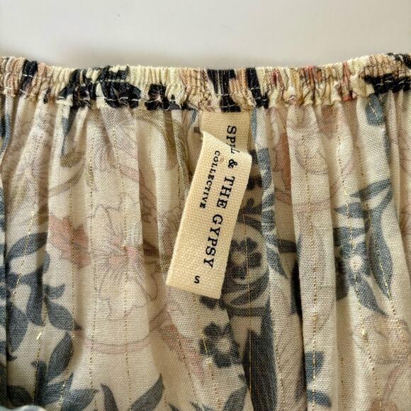 Spell & The Gypsy Pearl Oasis Off the Shoulder Cropped Floral Blouse Size Small - Picture 3 of 9